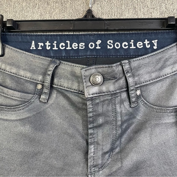 Articles of Society Gunmetal Gray Waxed Finish Skinny Jeans Women’s Size 25 - Picture 4 of 9